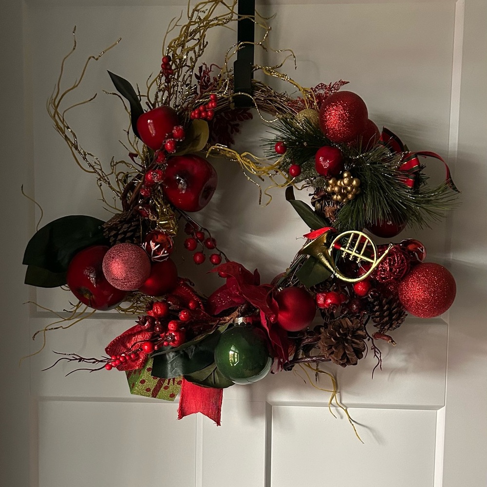 Festive Holiday Wreath with Red and Green Accents